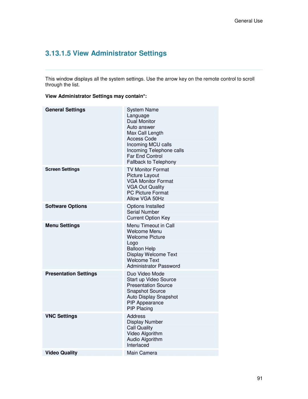 TANDBERG T2000 MXP user manual View Administrator Settings 