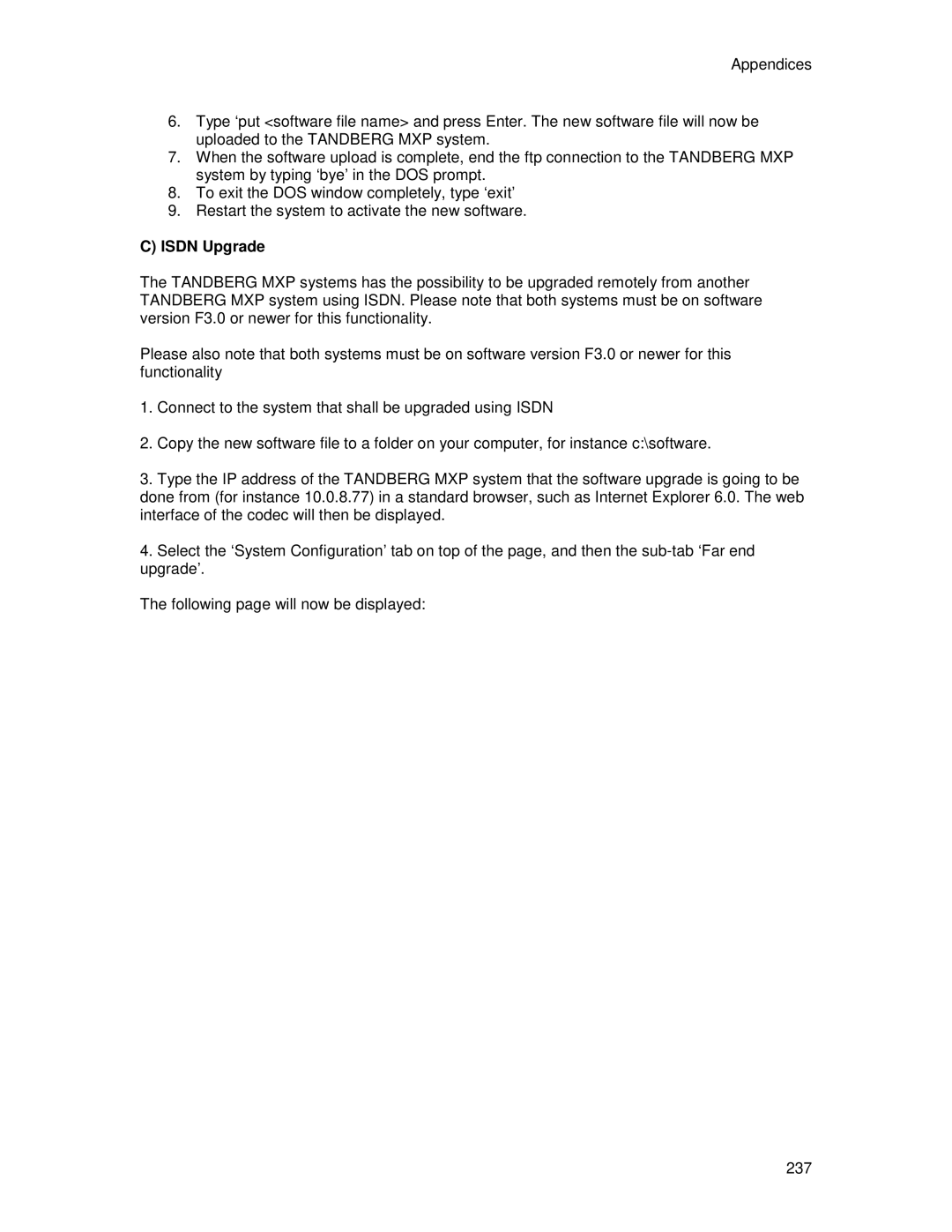 TANDBERG T2000 MXP user manual Isdn Upgrade 