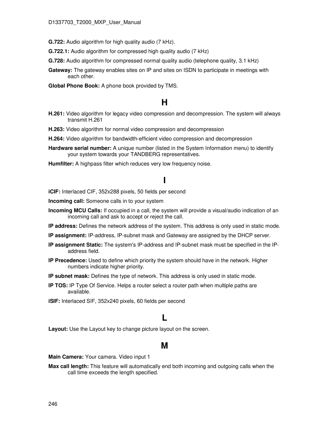 TANDBERG T2000 MXP user manual 