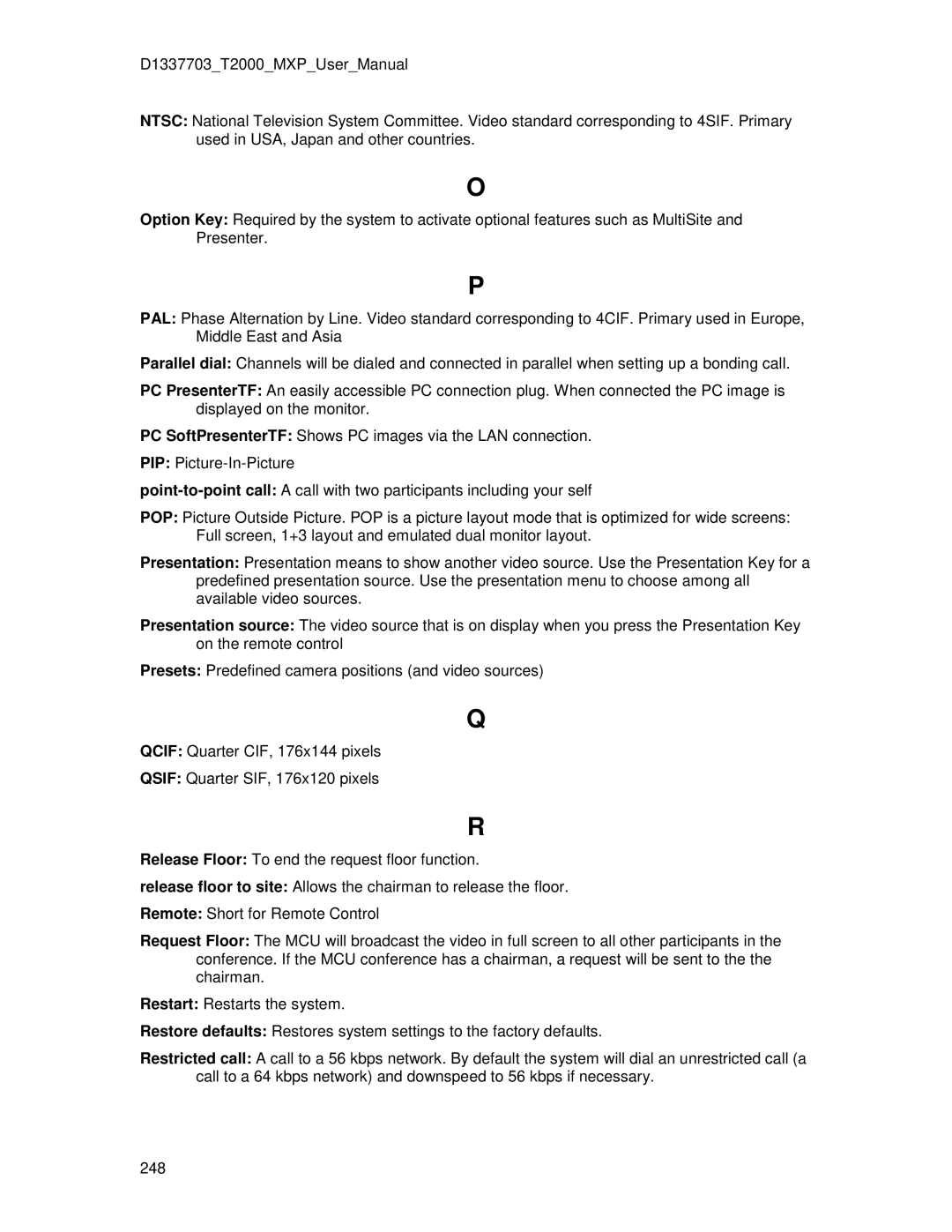 TANDBERG T2000 MXP user manual 