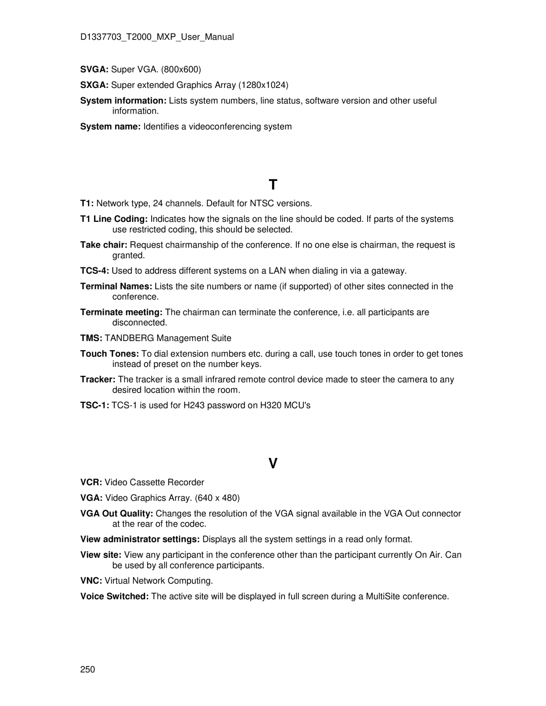 TANDBERG T2000 MXP user manual 