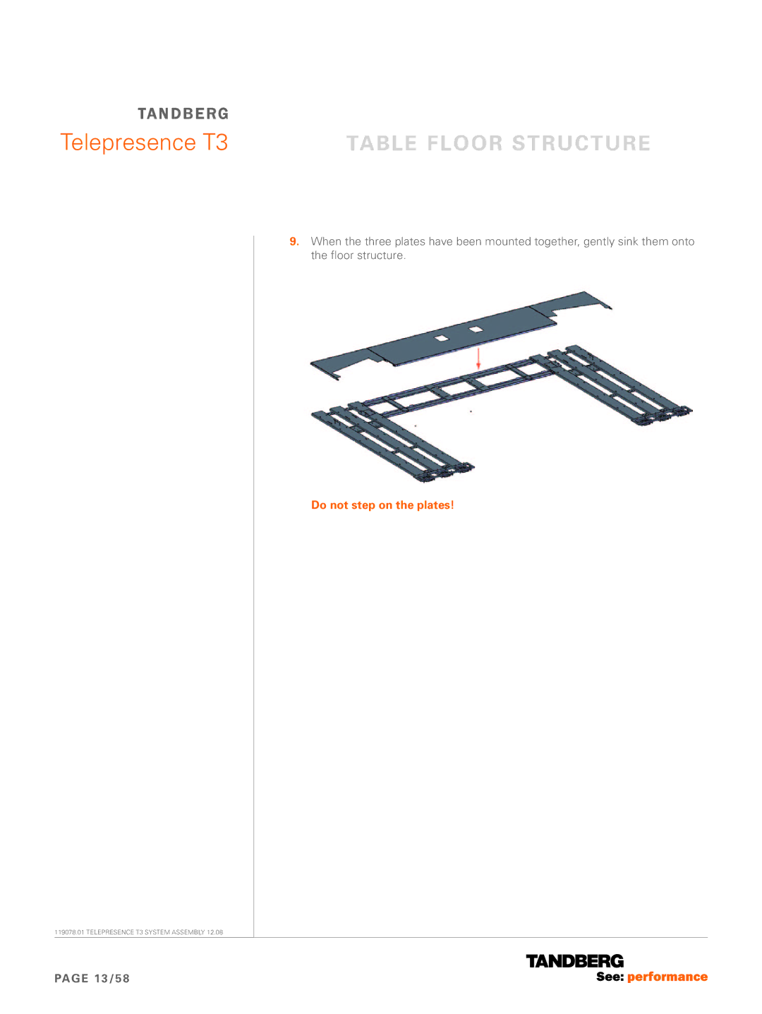 TANDBERG T3 manual Do not step on the plates 