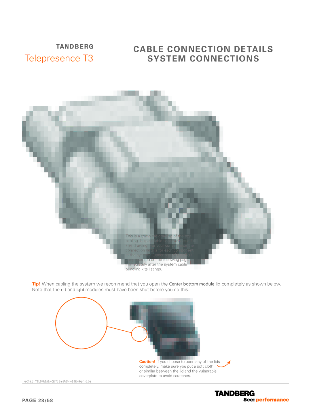 TANDBERG T3 manual Cable Connection details, System connections 