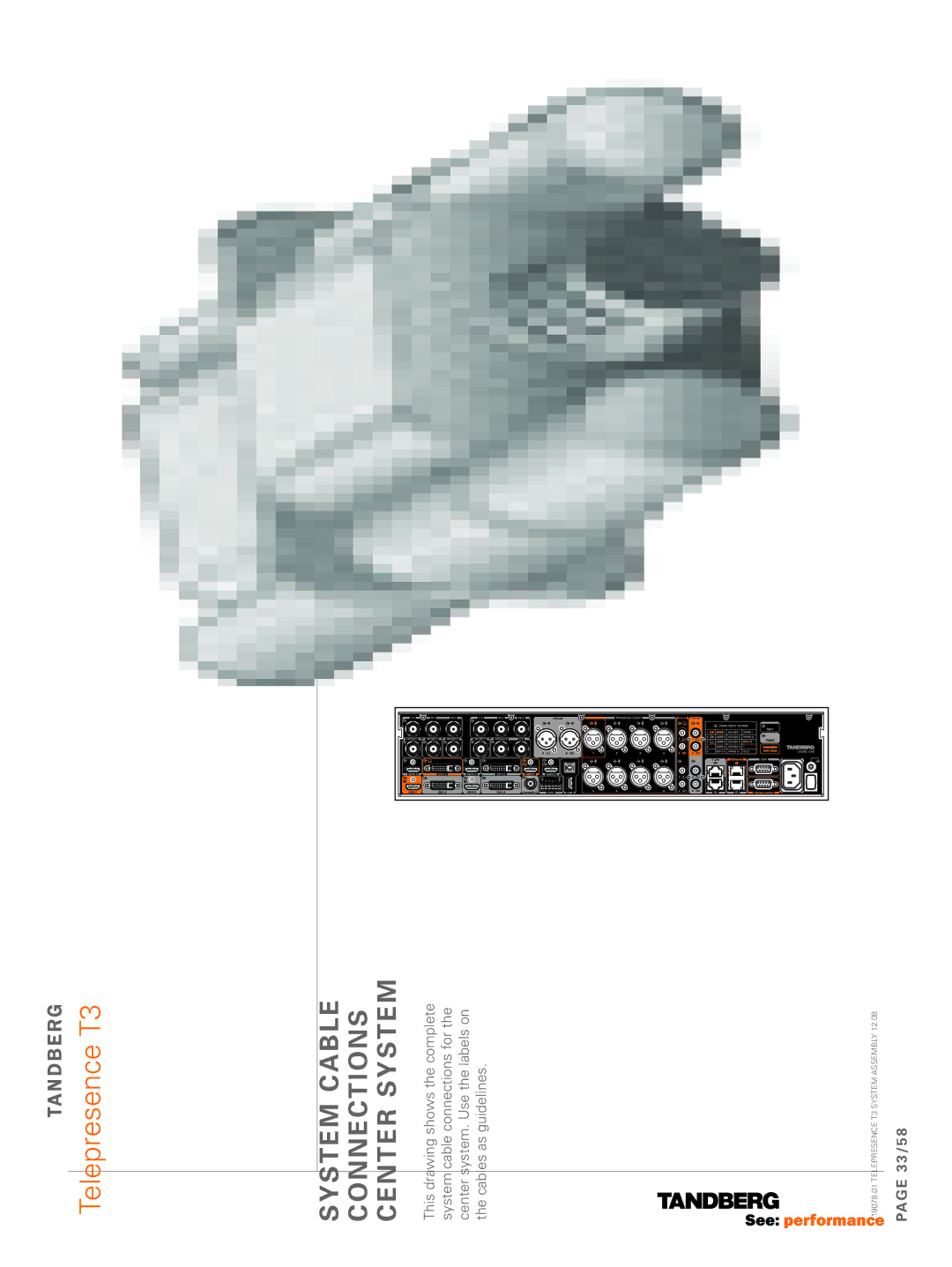 TANDBERG T3 manual System cable connections center system 