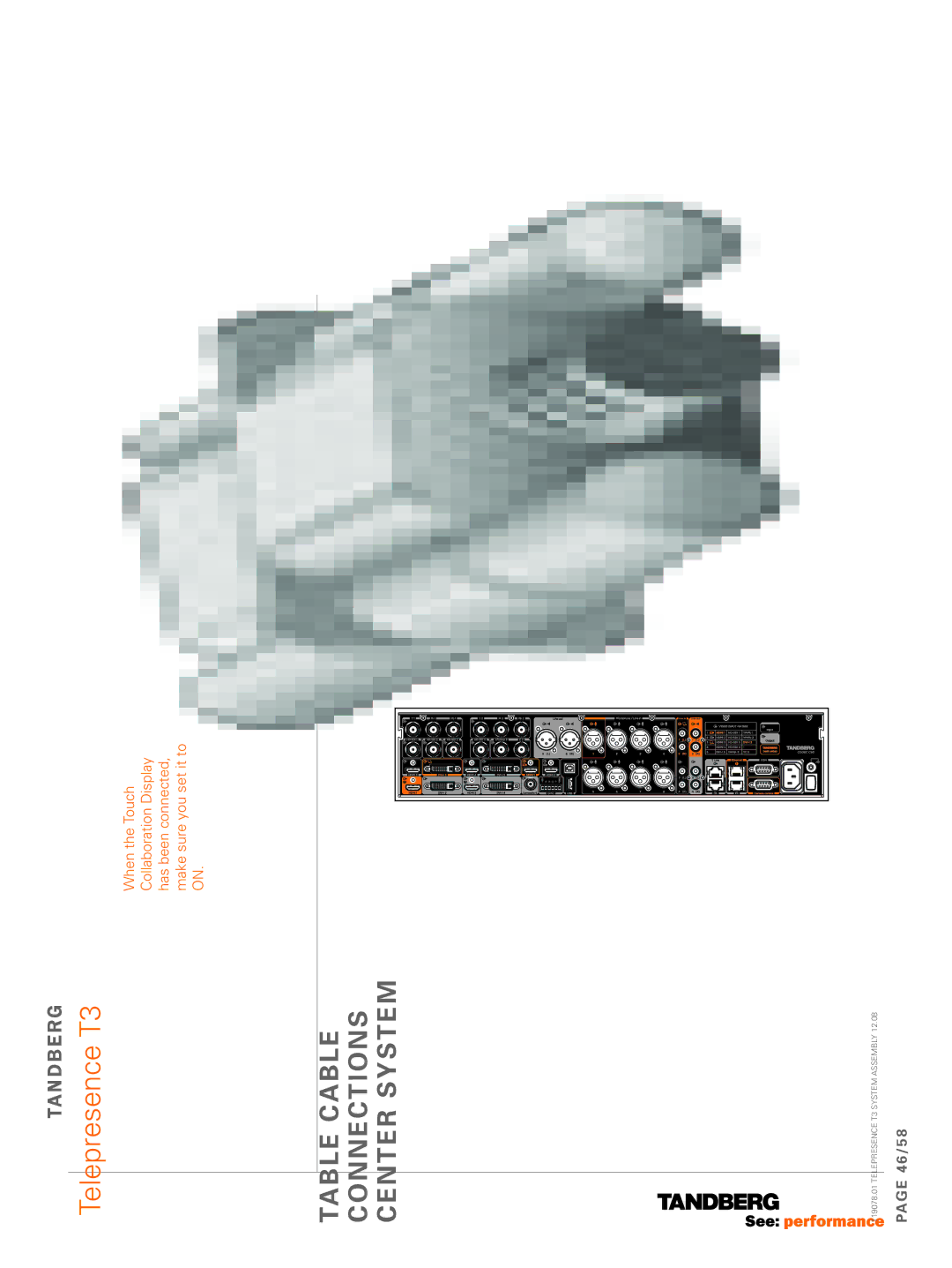 TANDBERG T3 manual Table cable connections center system 