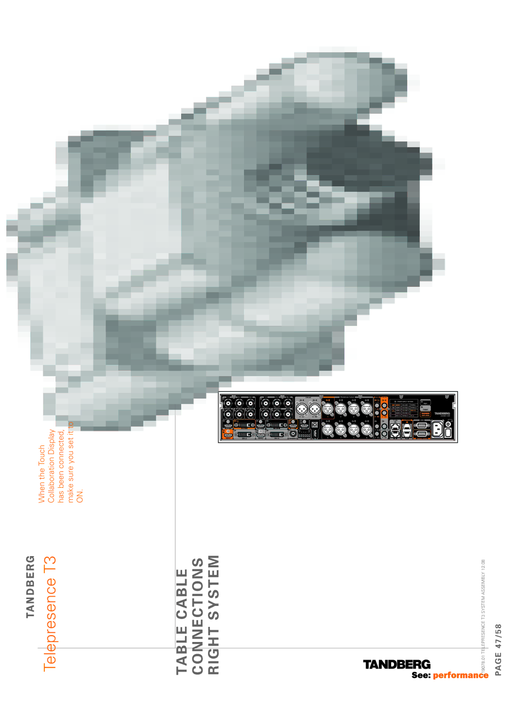 TANDBERG T3 manual Table cable connections right system 