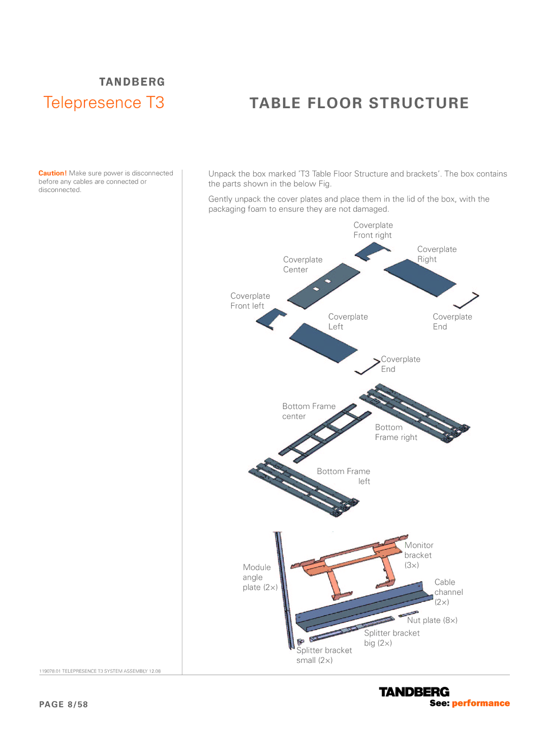 TANDBERG T3 manual Table Floor structure 