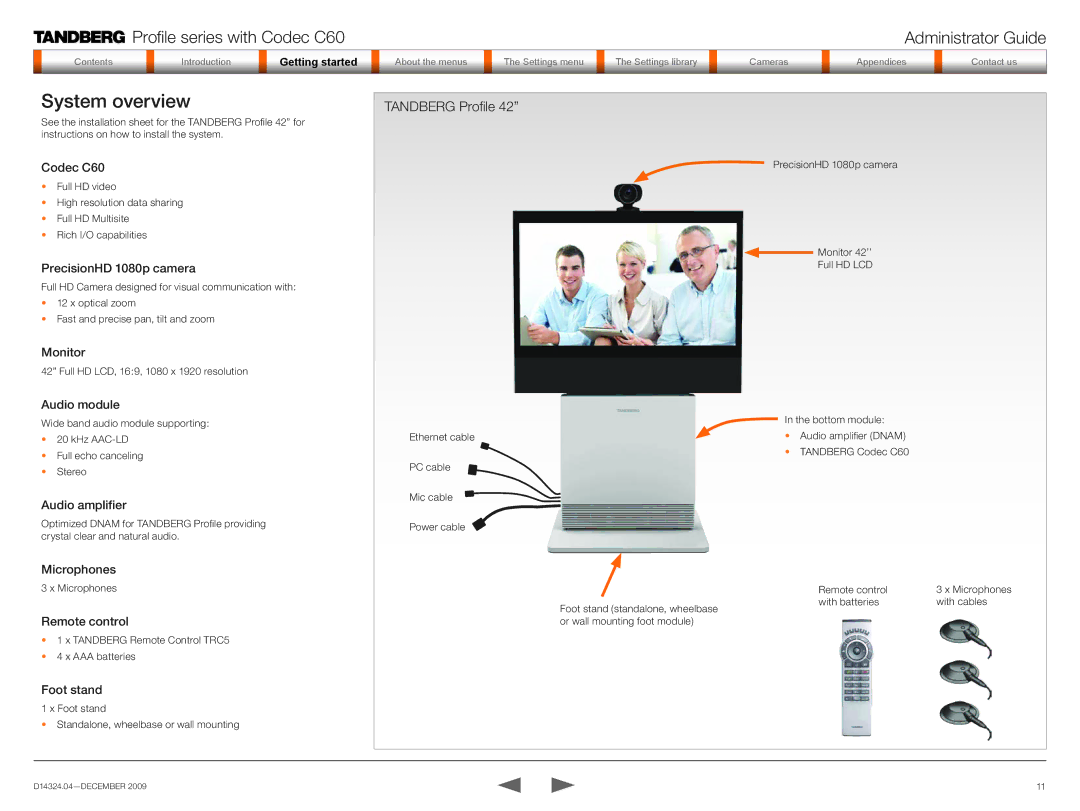 TANDBERG TC2.1 manual System overview, Tandberg Profile 