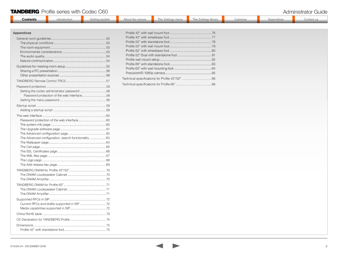 TANDBERG TC2.1 manual Appendices 