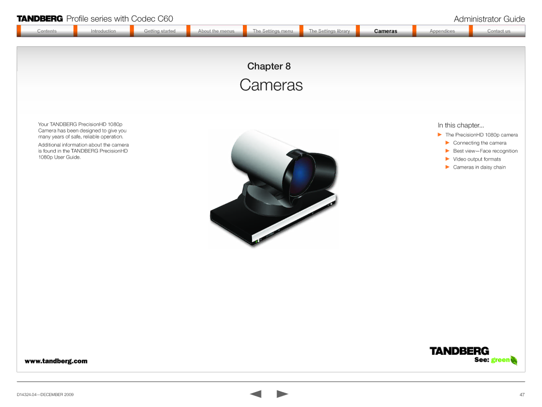 TANDBERG TC2.1 manual Cameras 