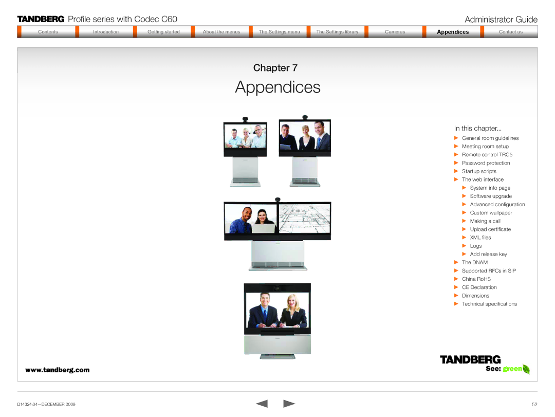 TANDBERG TC2.1 manual Appendices 