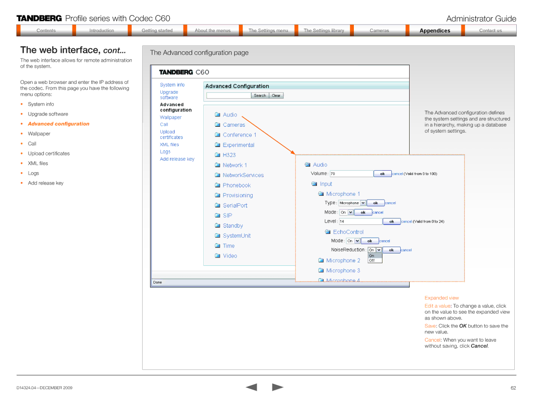 TANDBERG TC2.1 manual Advanced configuration, Expanded view 