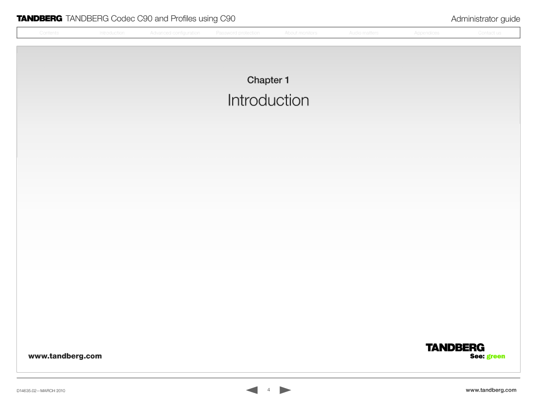 TANDBERG TC3.0 manual Introduction, Chapter 