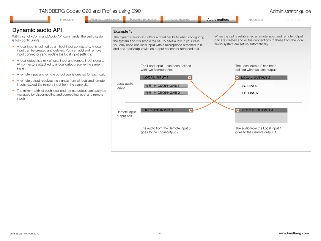 TANDBERG TC3.0 manual Dynamic audio API, Example 