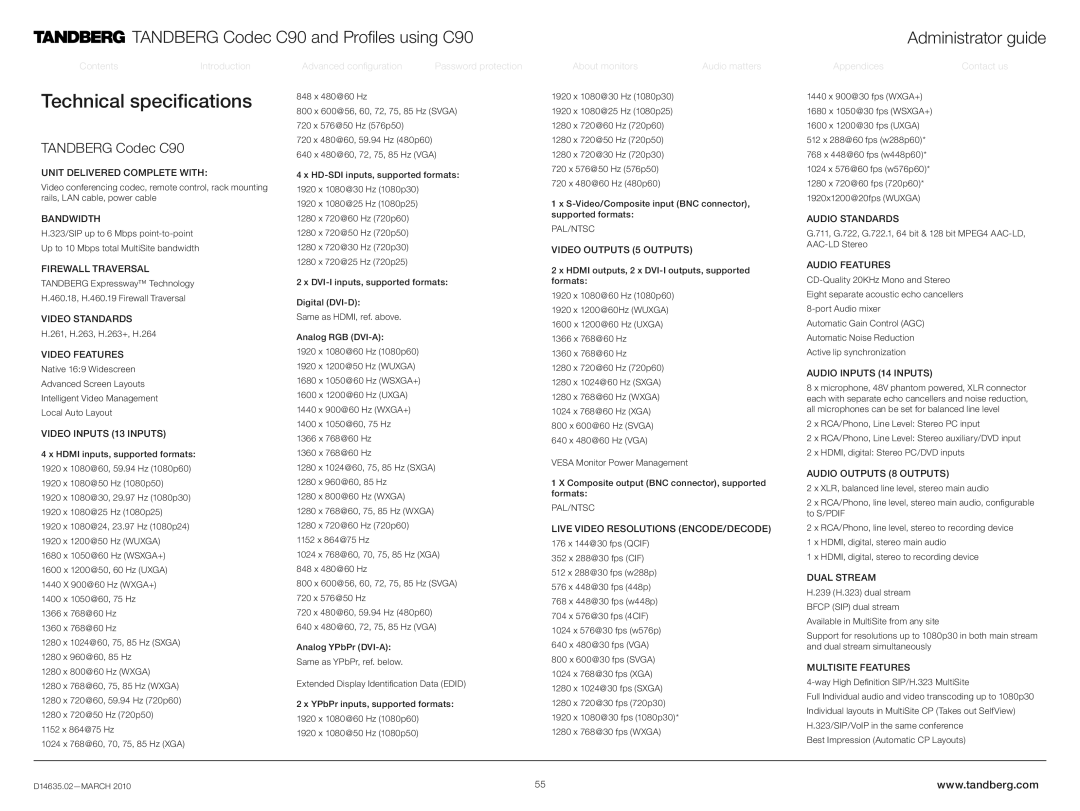 TANDBERG TC3.0 manual Tandberg Codec C90 