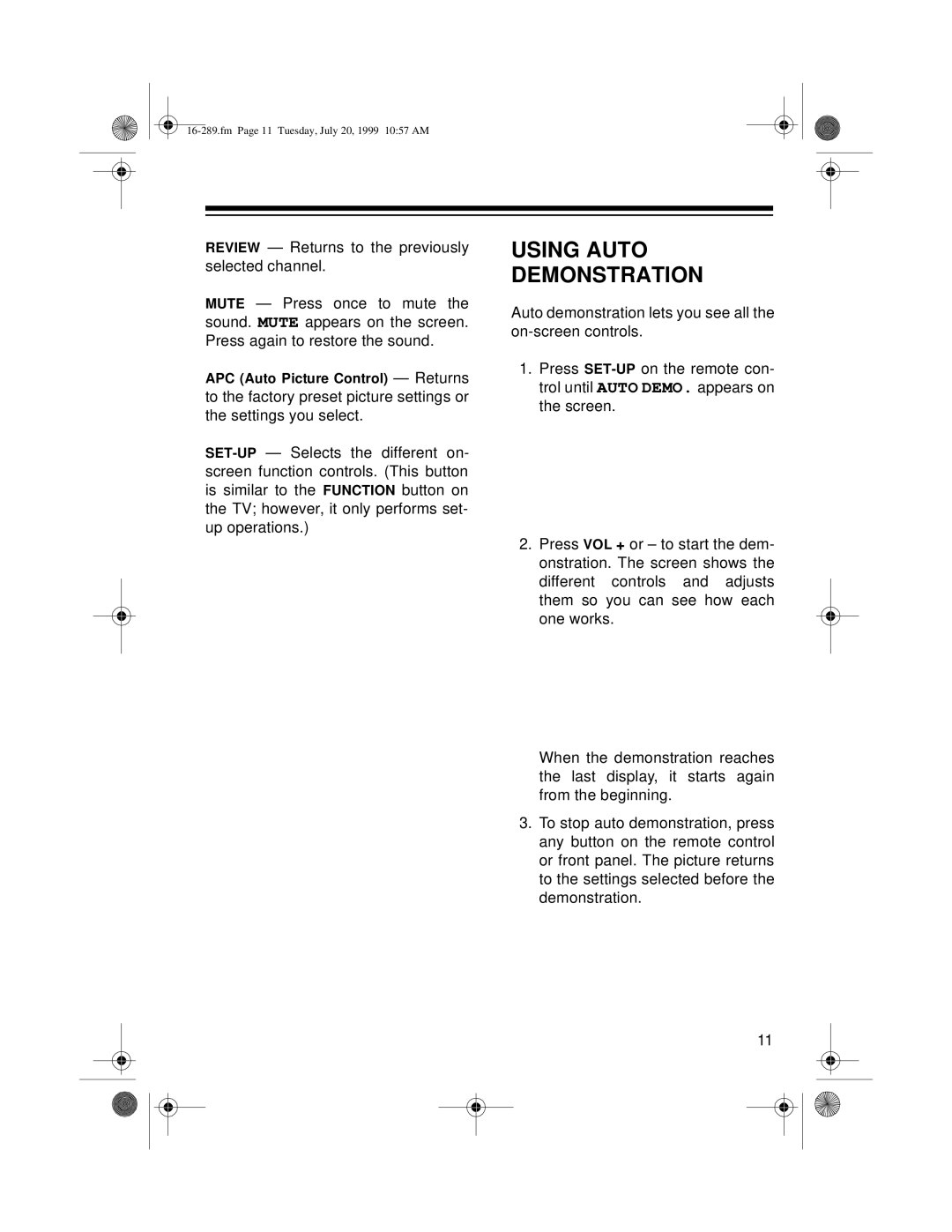 Tandy 16-289 owner manual Using Auto Demonstration 