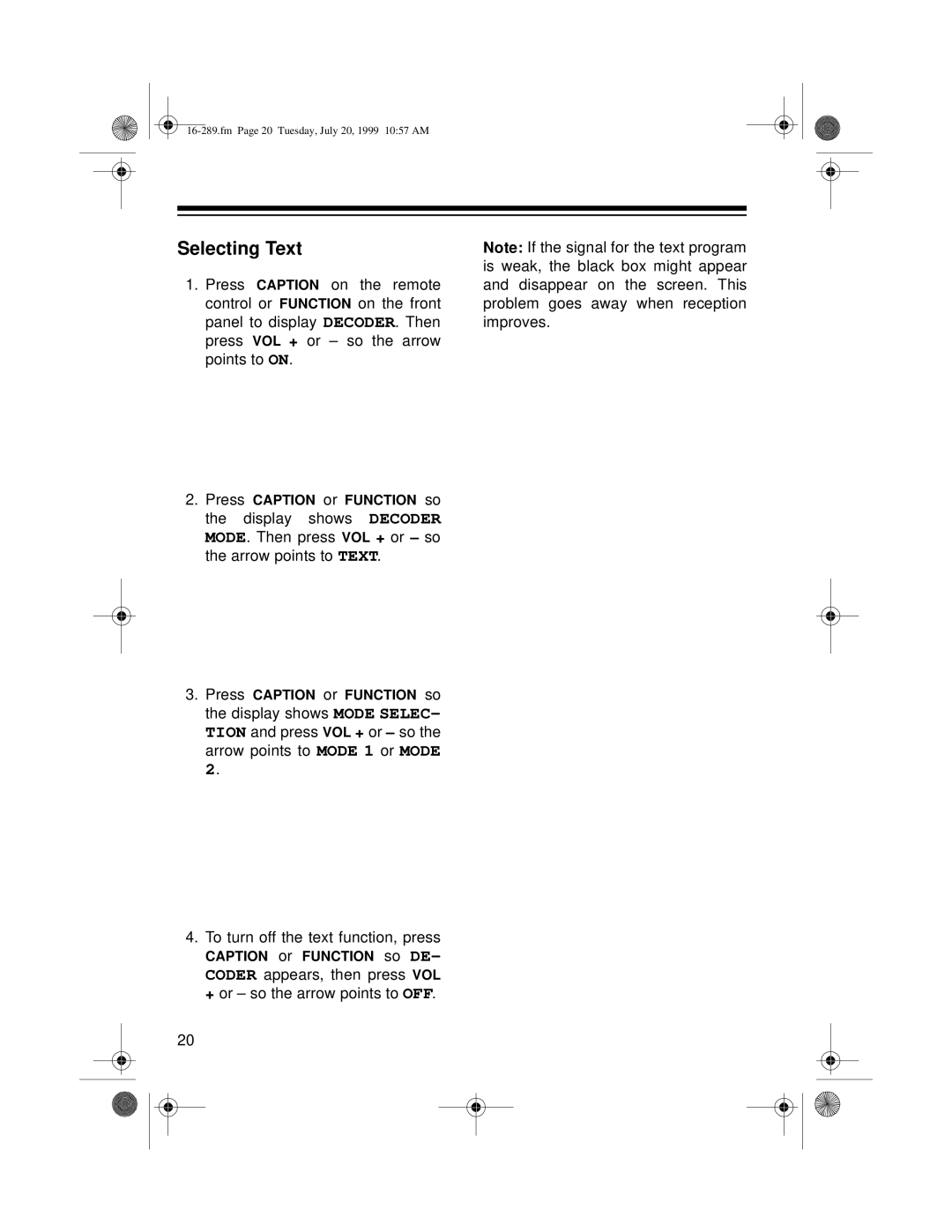 Tandy 16-289 owner manual Selecting Text 