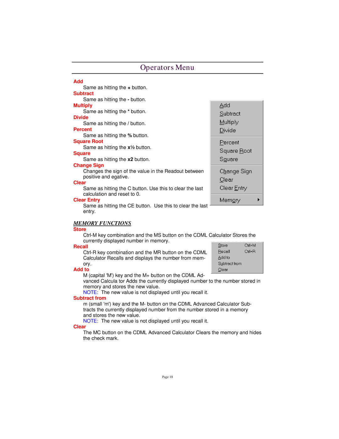 Tangent 2.2 manual Operators Menu 