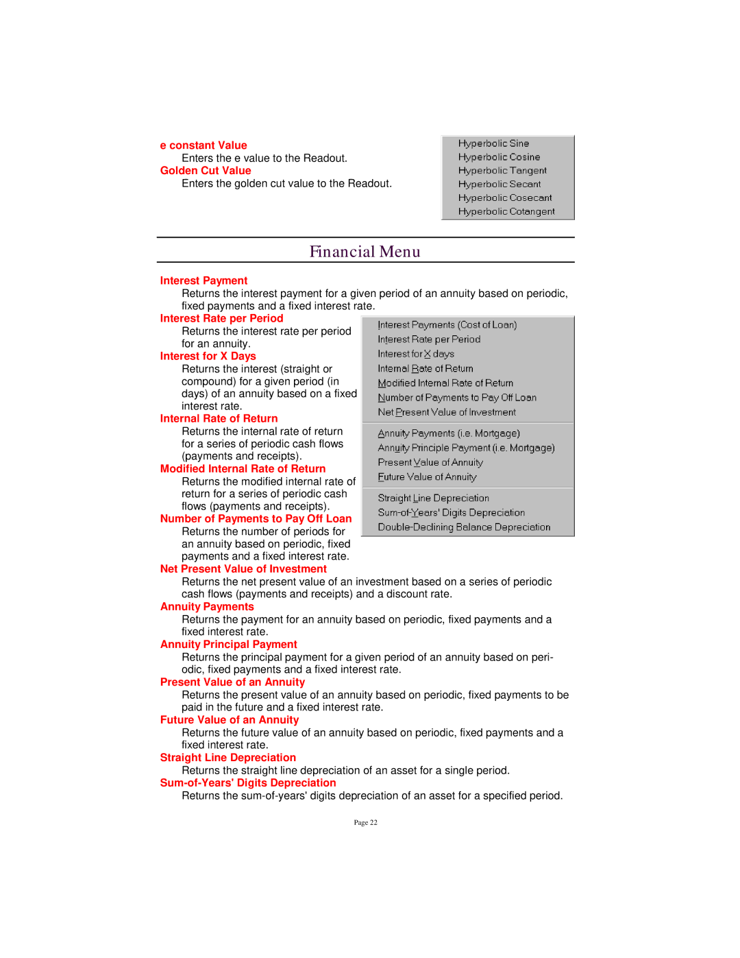 Tangent 2.2 manual Financial Menu 