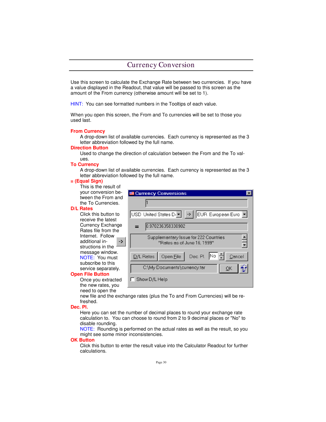 Tangent 2.2 manual Currency Conversion 