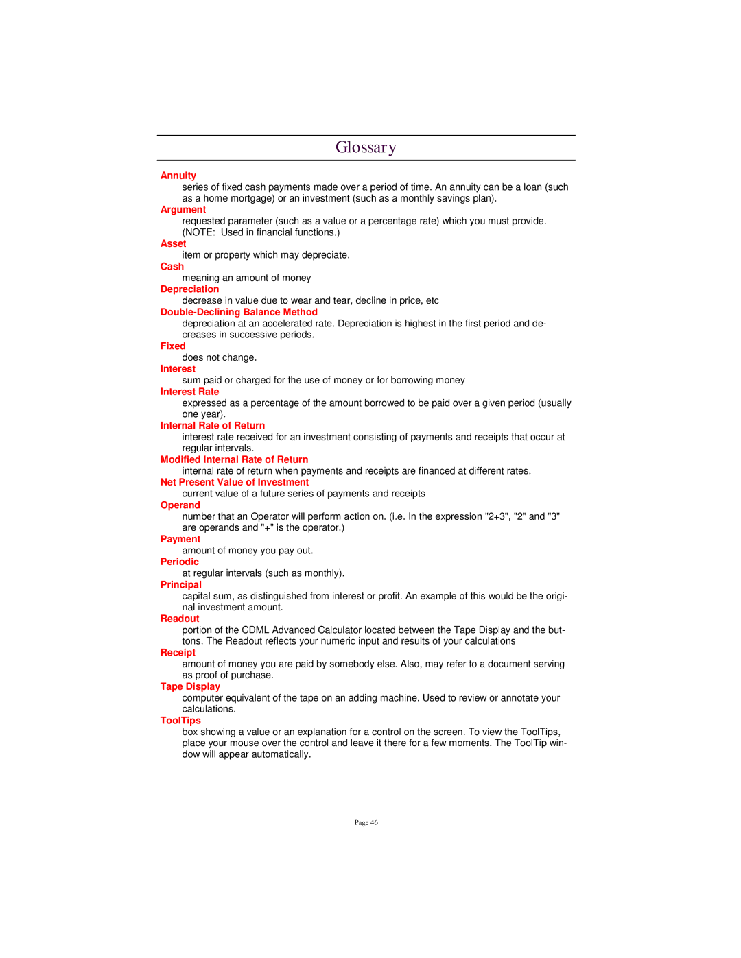 Tangent 2.2 manual Glossary, Annuity 