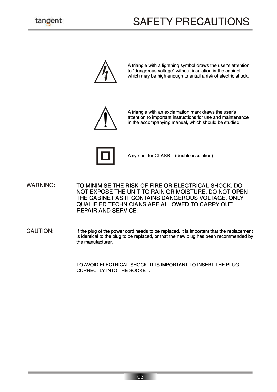 Tangent AMP-50 operation manual Safety Precautions 