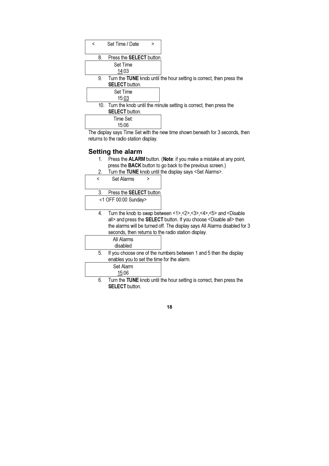 Tangent Audio Quattro MKII manual Setting the alarm 