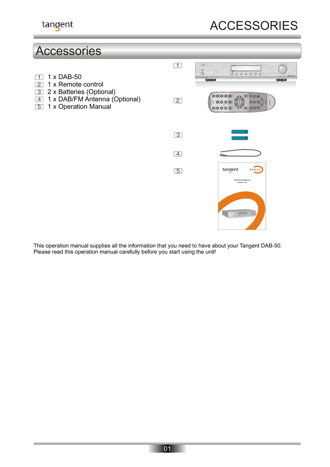 Tangent DAB-50 operation manual Accessories 