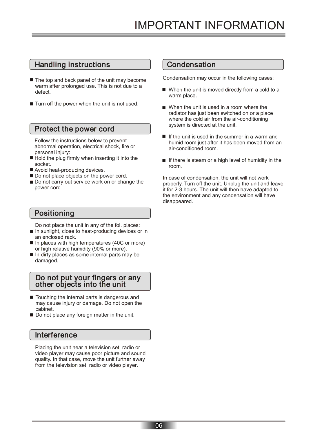 Tangent DAB-50 operation manual Important Information, Handling instructions 