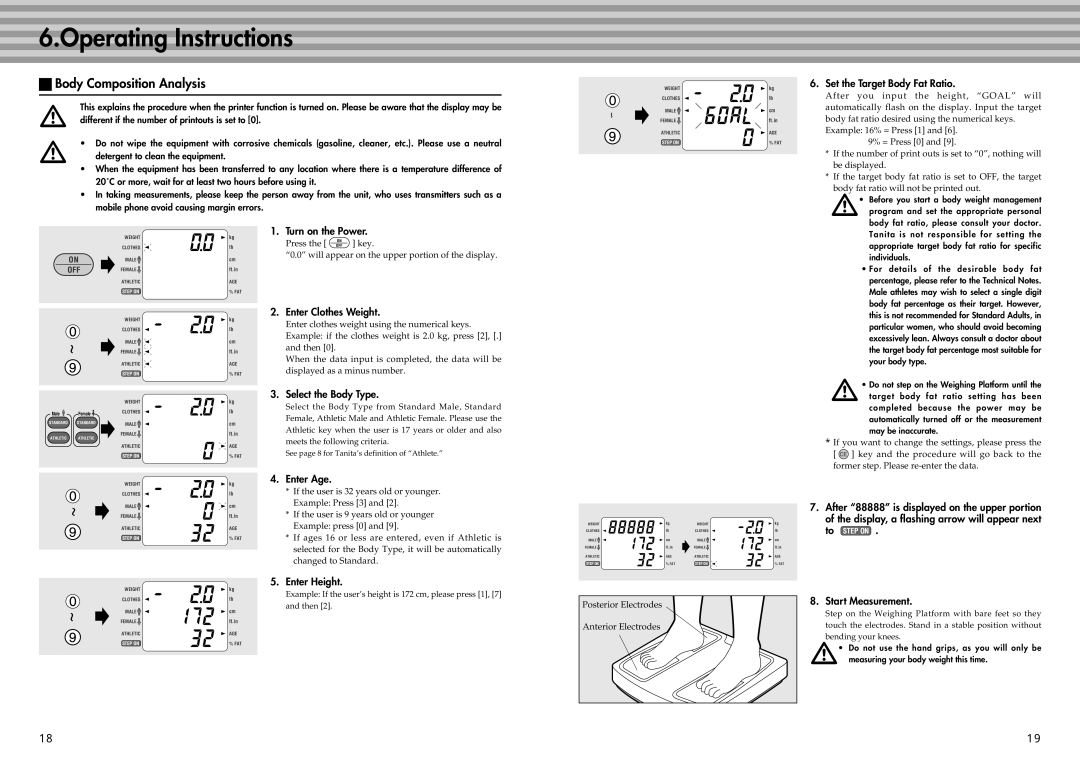 Tanita BC-41 instruction manual Operating Instructions, Body Composition Analysis 