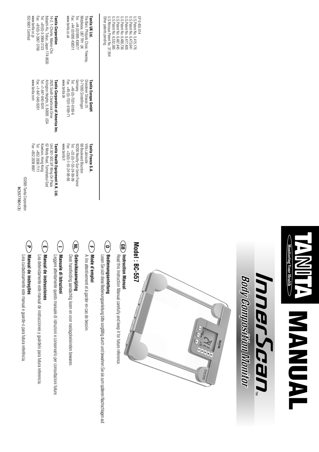 Tanita instruction manual Model BC-557, Lire attentivement et à garder en cas de besoin 