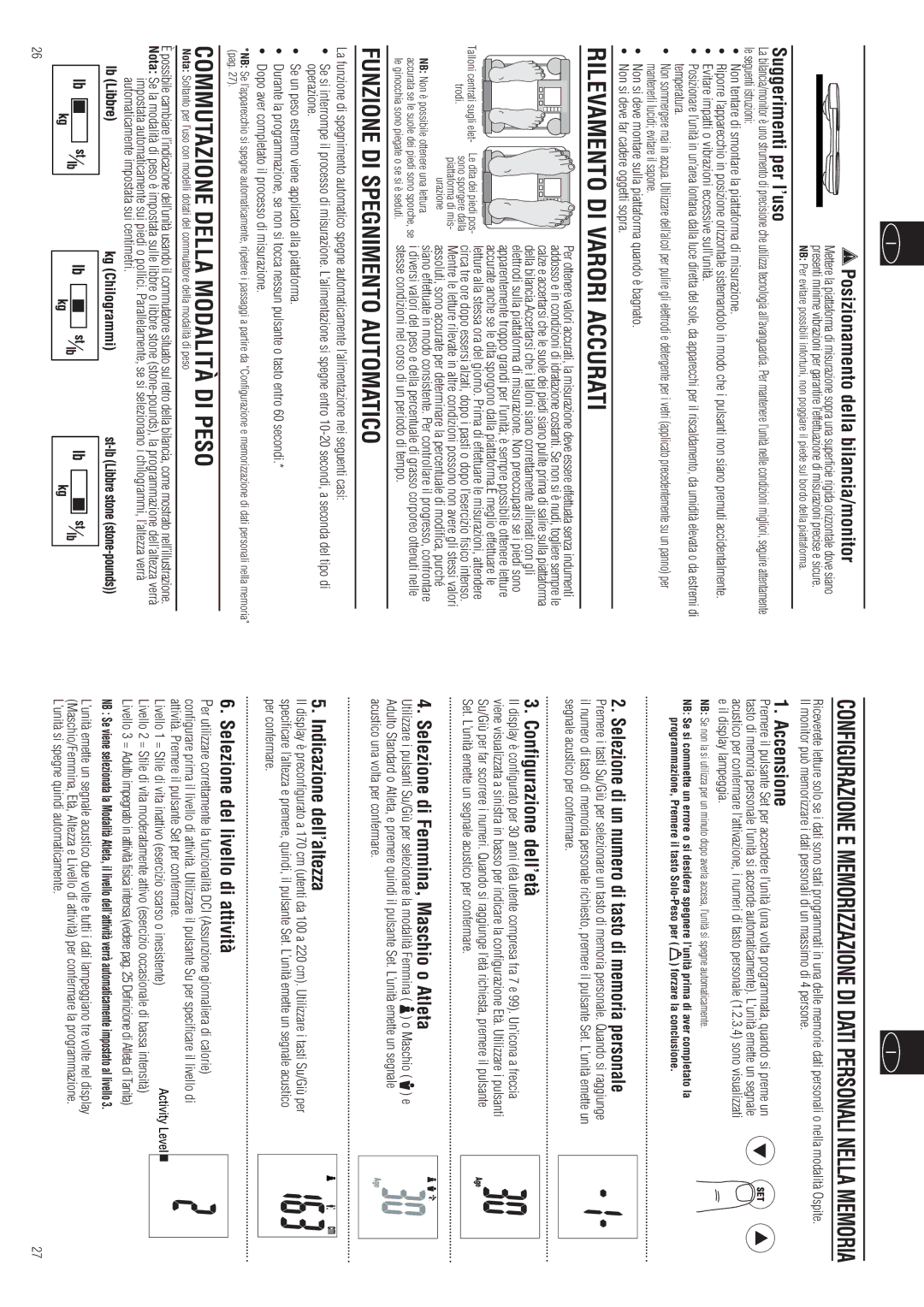 Tanita BC-557 instruction manual Funzione DI Spegnimento Automatico, Commutazione Della Modalità DI Peso 