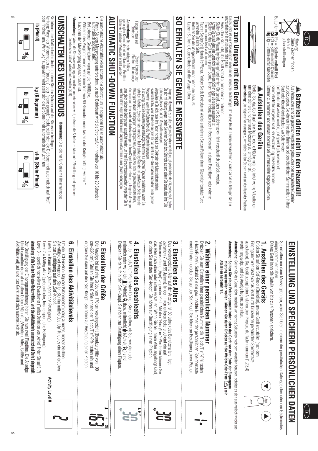 Tanita BC-557 instruction manual SO Erhalten SIE Genaue Messwerte 