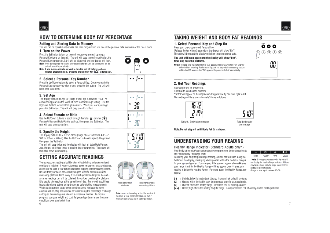 Tanita BF-592J instruction manual HOW to Determine Body FAT Percentage, Understanding Your Reading 