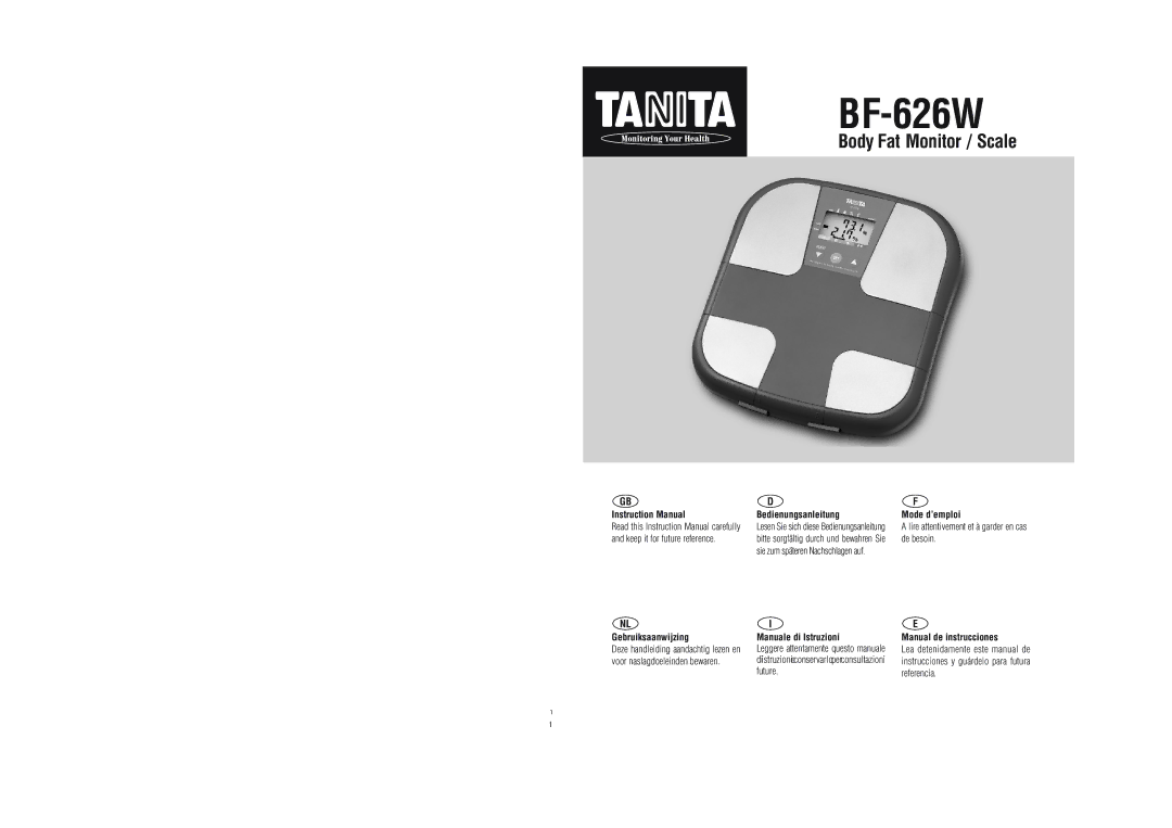 Tanita BF-626W instruction manual 