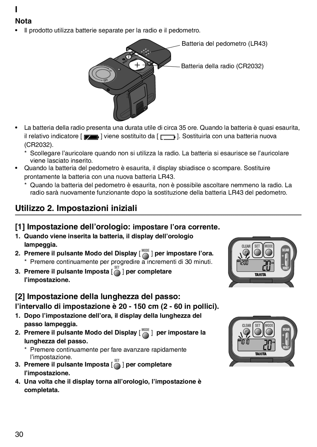 Tanita PD640 instruction manual Utilizzo 2. Impostazioni iniziali, Nota, lampeggia 