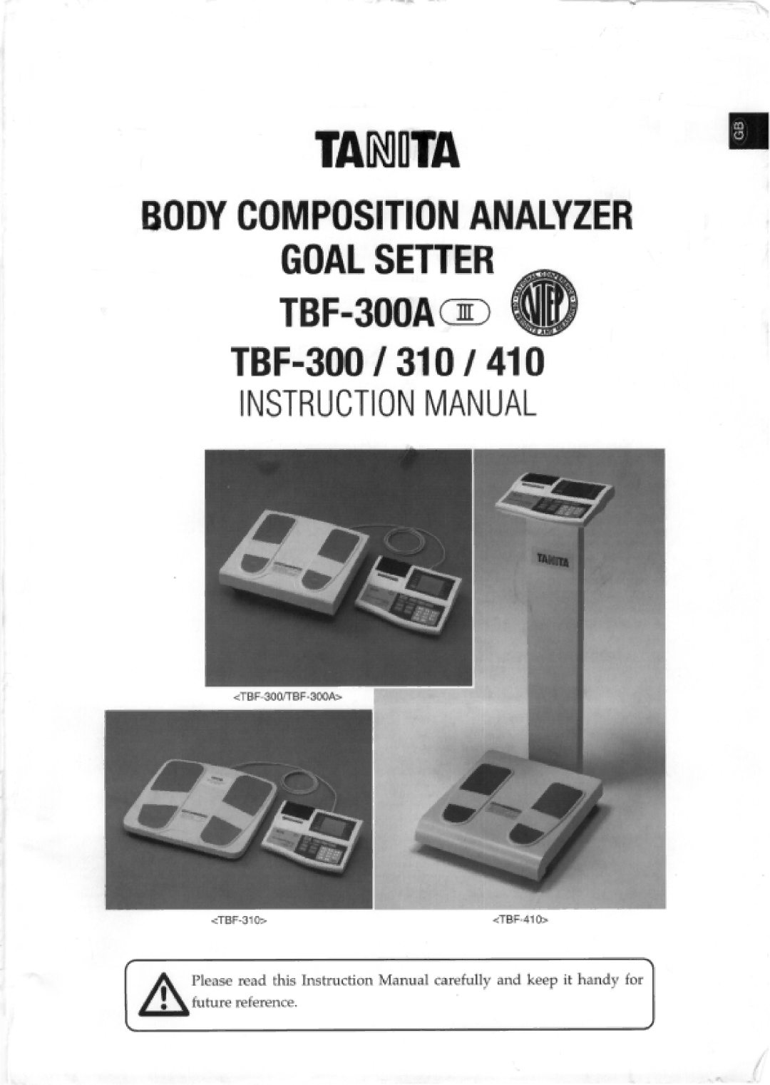 Tanita 410, TBF-300 manual 