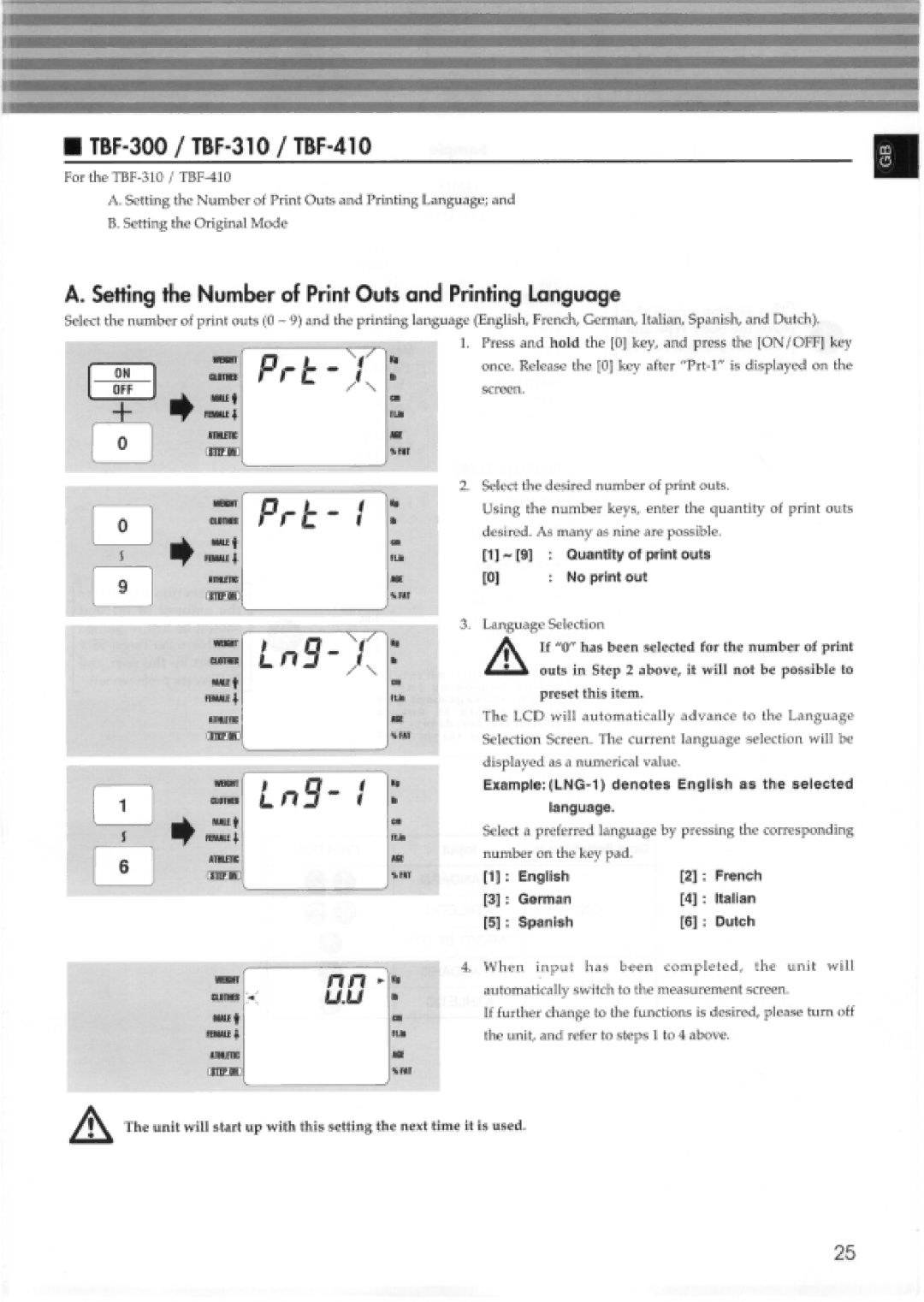 Tanita 410, TBF-300 manual 