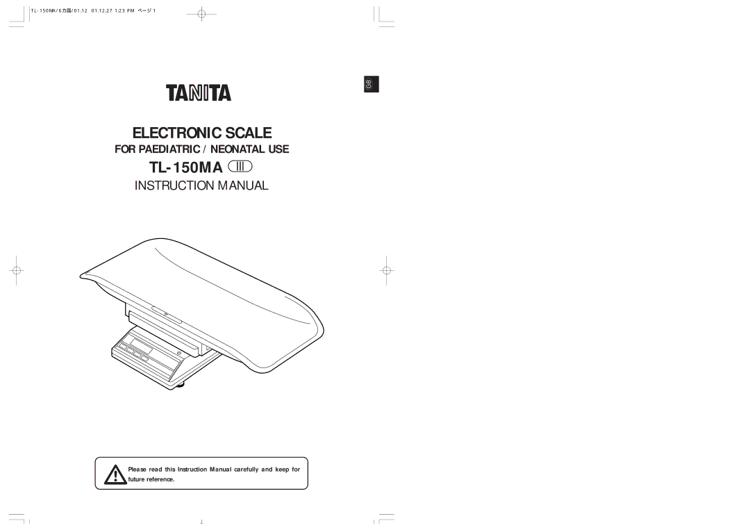 Tanita TL-150MA instruction manual Electronic Scale 