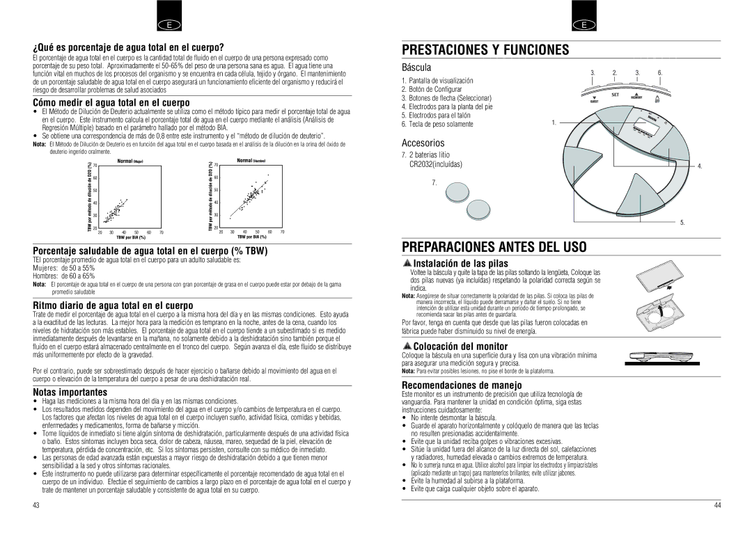 Tanita UM-030 instruction manual Prestaciones Y Funciones, Preparaciones Antes DEL USO 