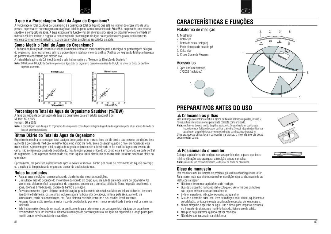 Tanita UM-030 instruction manual Características E Funções, Preparativos Antes do USO 