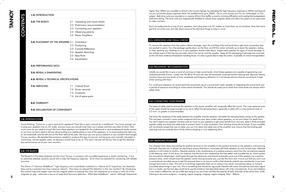 Tannoy 66 owner manual Contents 