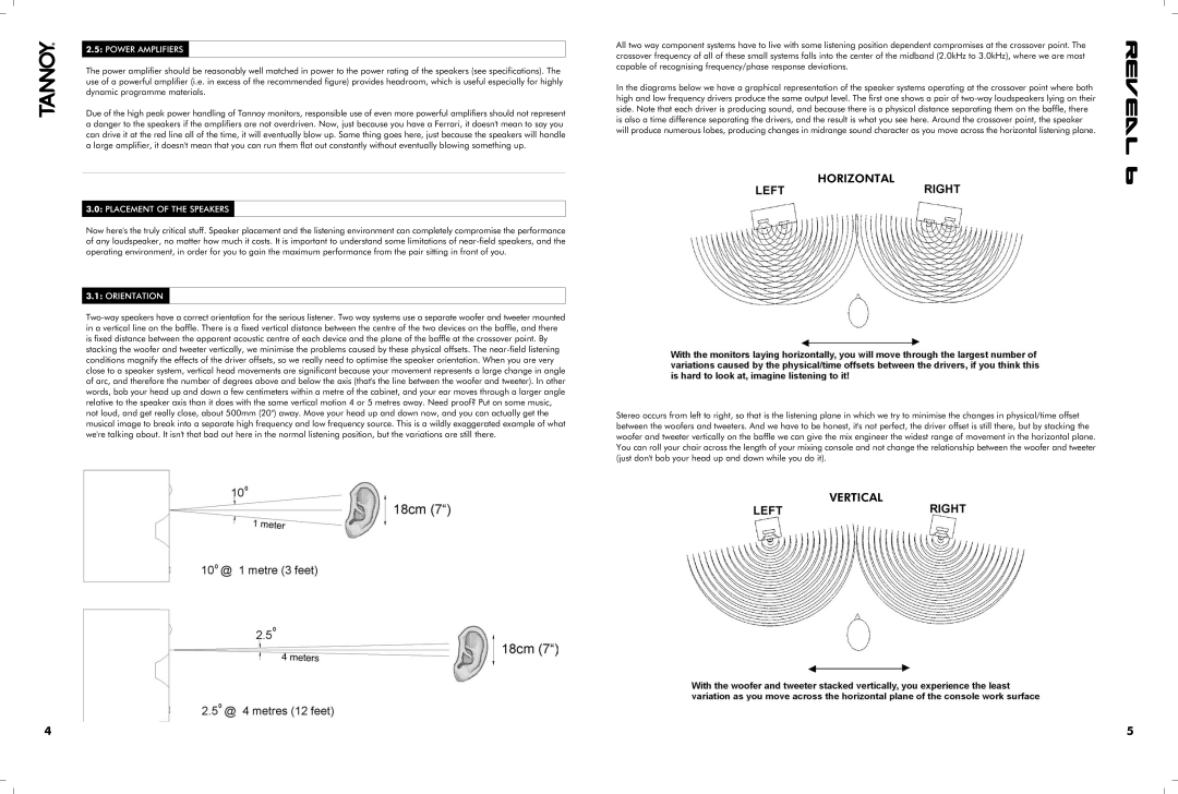 Tannoy 66 owner manual Power Amplifiers, Placement of the Speakers, Orientation 