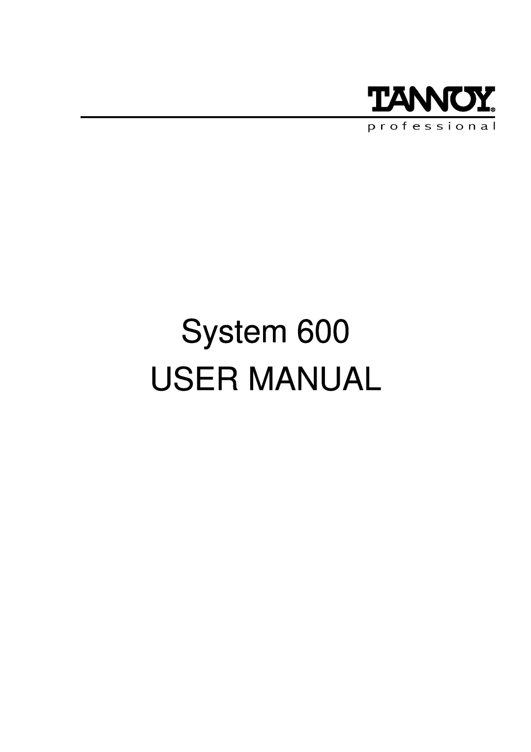 Tannoy 600 user manual 