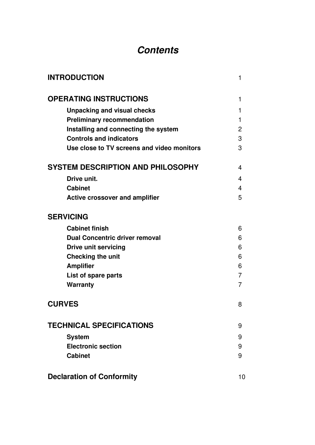 Tannoy 600A user manual Contents 