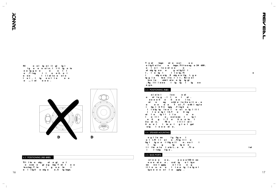 Tannoy owner manual Positioning R6D & R8D, Positioning R66D, Speaker Mounting, Bass Ports 