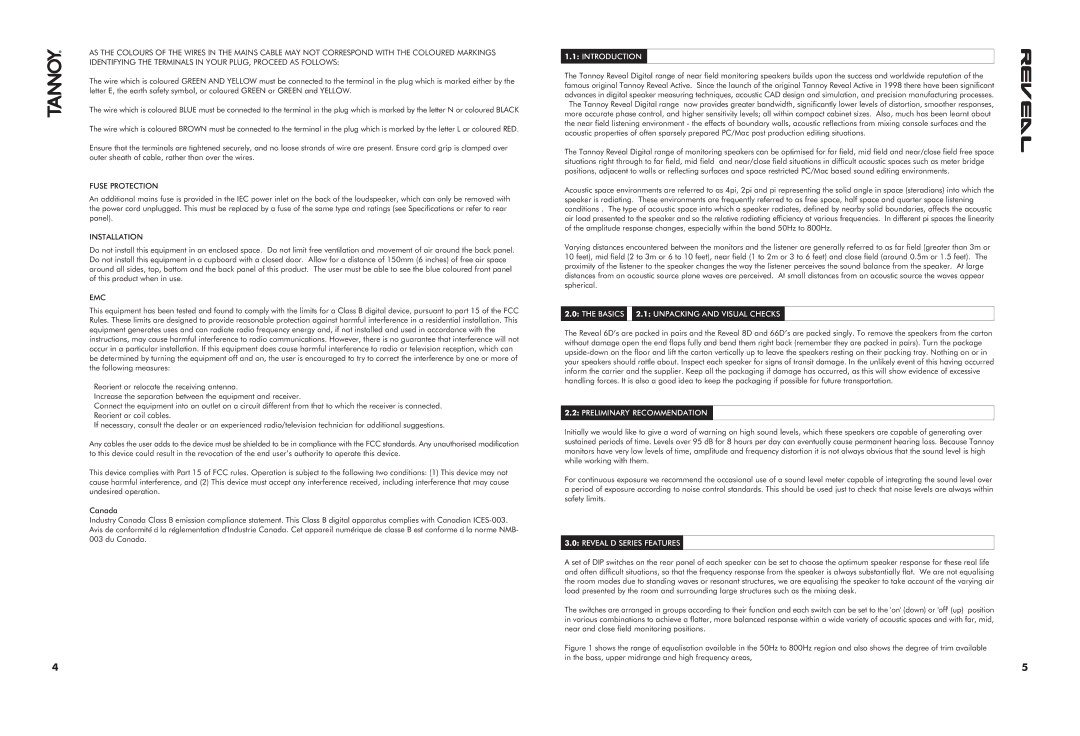 Tannoy 6D 66D & 8D manual Introduction, Basics 2.1 Unpacking and Visual Checks, Preliminary Recommendation 