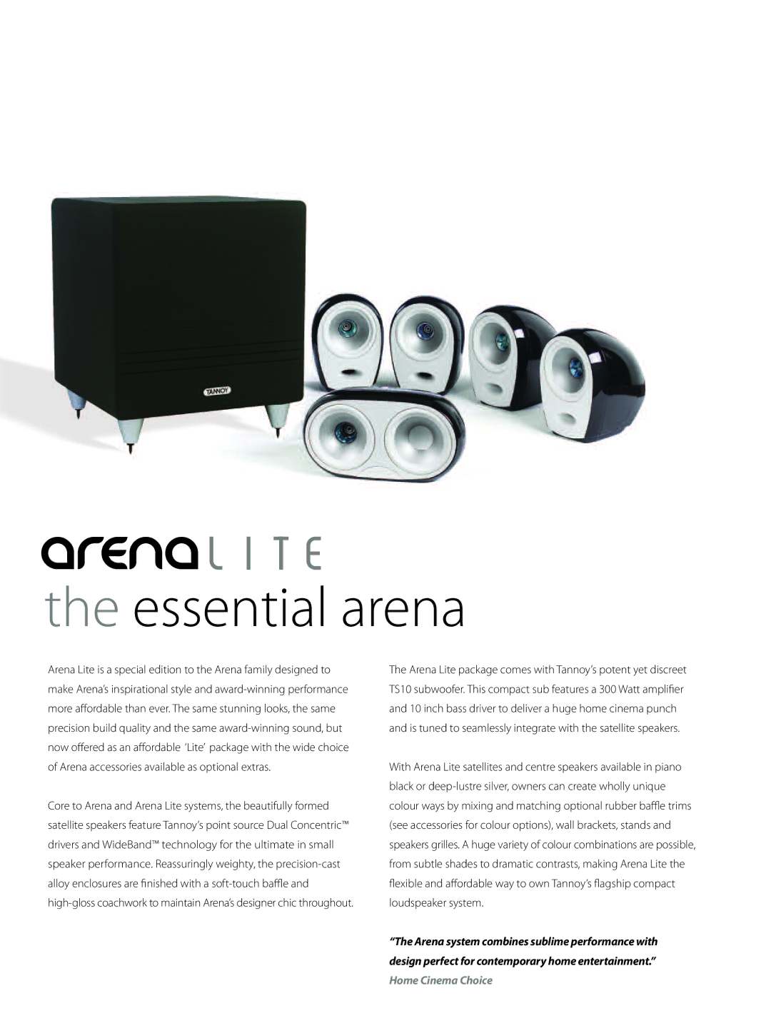 Tannoy Arena Lite manual Essential arena 