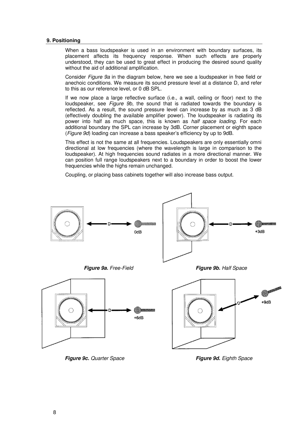 Tannoy B475 user manual Positioning, Free-Field 