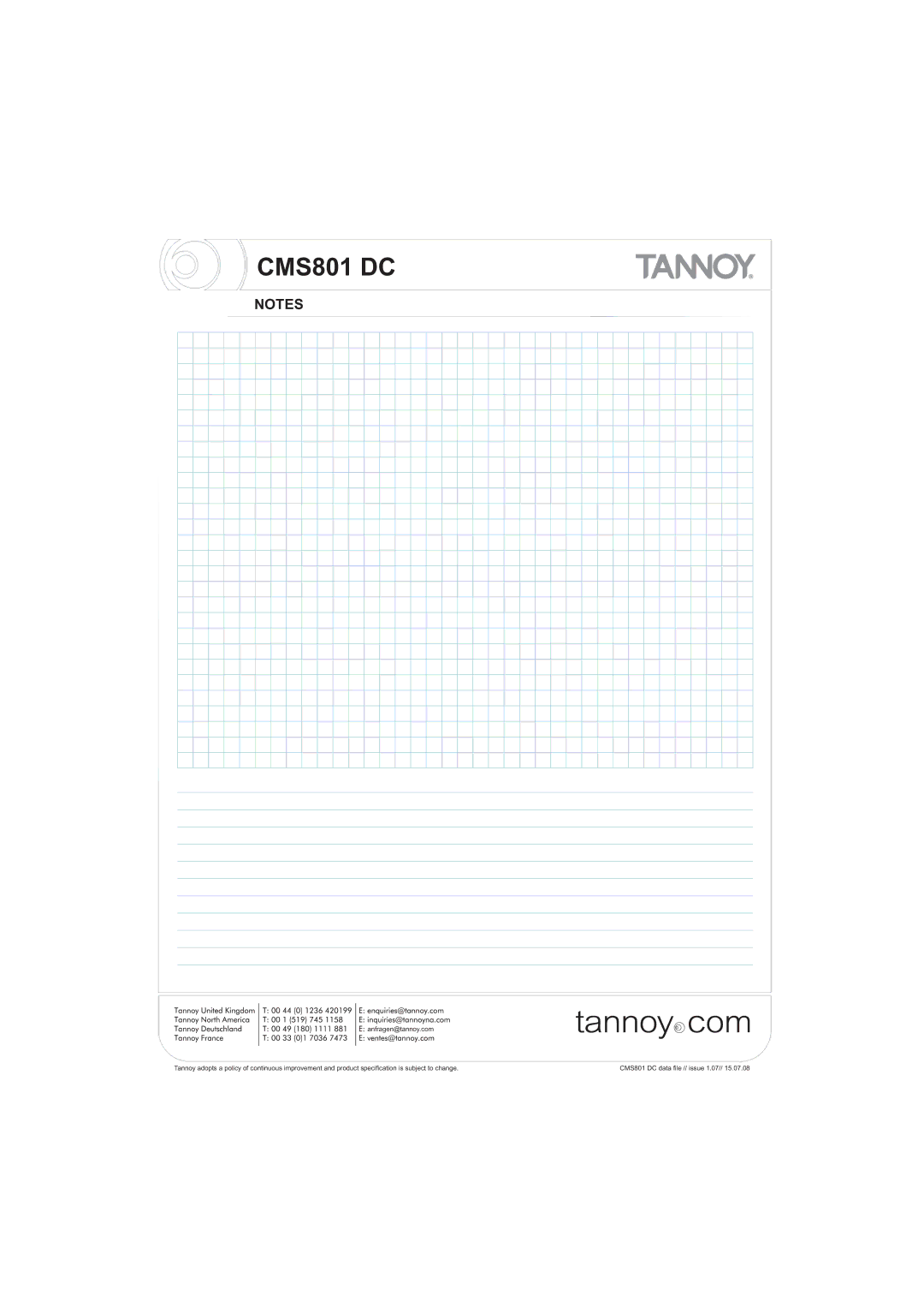 Tannoy CMS801 DC warranty 